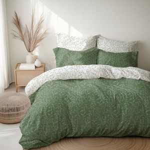 Lenjerie de pat din bumbac Stanex Frunze verzi, 140 x 220 cm, 70 x 90 cm imagine