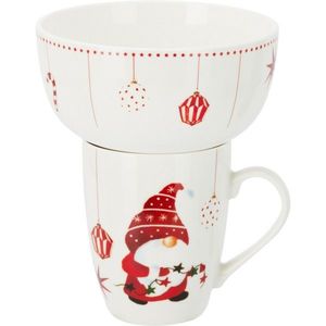 Set of porcelain mug and bowl Christmas elf imagine