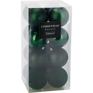 Set de 16 ornamente de Crăciun Festive Sparkles, verde, diametru 8 cm, plastic, verde imagine