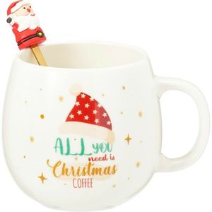 Ceașcă de Crăciun din porțelan cu linguriță Santa 550 ml imagine