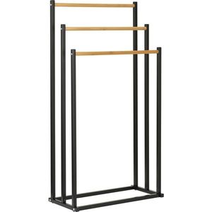 Suport metalic pentru prosoape Bambus 45 × 23 × 85 cm, negru, negru imagine