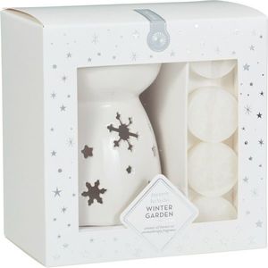Set de aromă Winter Dream, parfum Winter Garden, lampă aromată + 4 ceară, albă, alb imagine