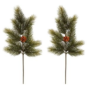 Set de ramuri de pin cu conuri, 50 cm, 2 bucăți, verde imagine