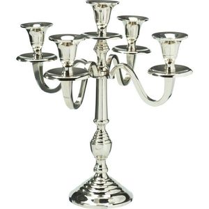 Sfeșnic metalic cu 5 brațe 29x29x30 cm, culoareargintiu, decor 2 imagine