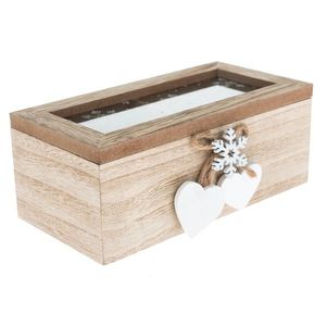 Cutie din lemn cu 2 compartimente Hearts, 18x9x7, 3cm imagine