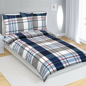 Bellatex Lenjerie de pat din bumbac Kostkaalbastru, gri, 140 x 200 cm, 70 x 90 cm imagine