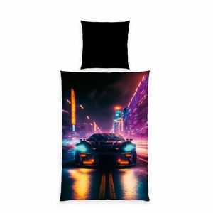 Lenjerie de pat Herding Neon Car, 135 x 200 cm, 80x 80 cm imagine