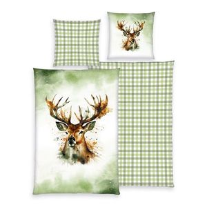 Lenjerie de pat din bumbac Herding Cerbul, 135 x200 cm, 80 x 80 cm imagine