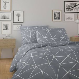 Lenjerie de pat din bumbac Kvalitex Nordic Grid gri, gri, 240 x 220 cm, 2 buc. 70 x 90 cm imagine