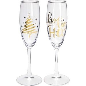 Set de 2 pahare de șampanie Golden Xmas 190 ml imagine