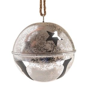 Clopoțel metalic suspendat, diametru 15, 5 cm, culoare argintiu, rustic, argintiu imagine