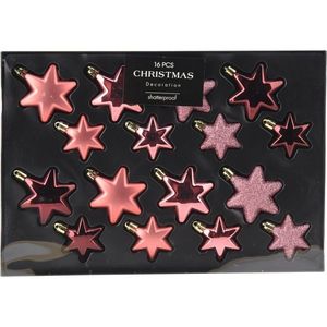 Set de decorațiuni de Crăciun Star roz, 16 buc, roz imagine