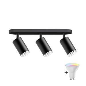 Spot LED RGBW reglabil pentru baie TURYN, 3x GU10/6, 5W/230V, IP44, negru imagine