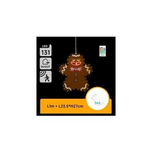 - Decorațiune LED de Crăciun în formă de turtă dulce, 27 cm, 131 LED, alimentare 3xAA, IP44, cu telecomandă imagine