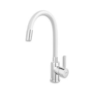 Baterie de chiuvetă cu pipă flexibilă FERRO crom lucios/alb imagine