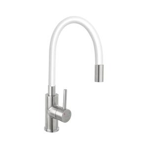 Baterie de chiuvetă cu pipă flexibilă FERRO oțel inoxidabil/alb imagine