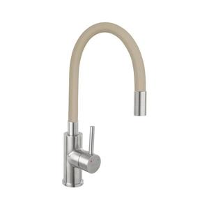 Baterie de chiuvetă cu pipă flexibilă FERRO oțel inoxidabil/bej imagine