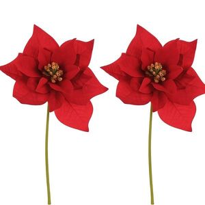 Set de Flori de Crăciuniță pe tulpină, 2 bucăți, roșii, 32 cm, roșu imagine