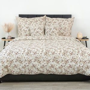 Lenjerie de pat creponată Kvalitex Flori bej, 220 x 200 cm, 2 buc. 70 x 90 cm imagine