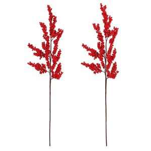 Set de ramuri artificiale Boabe mici roșii, 2bucăți, 70 cm imagine