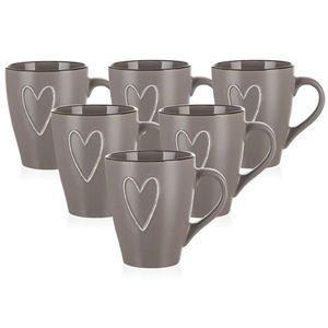 Cană ceramică Banquet HEART 310 ml, 6 buc., maro, maro imagine