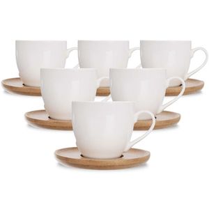 Set cadou cești porțelan Orion WHITELINE, cu farfurioare, 6 buc. imagine