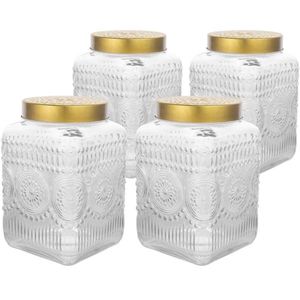 Altom Set de borcane din sticlă cu capac auriu Daisy 2, 2 l, 4 buc., 2, 2 l imagine