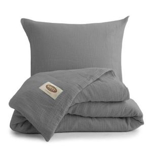 Lenjerie de pat din muselină MATEX gri închis , 140 x 200 cm, 70 x 90 cm, gri închis imagine