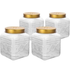 Altom Set de borcane din sticlă cu capac auriu Daisy 1, 8 l, 4 buc., 1, 8 l imagine