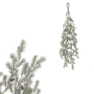 Ramură artificială suspendată cu conuri, 100 cm, efect înghețat imagine