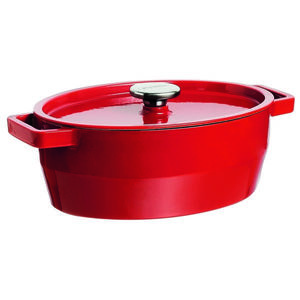 Pyrex Cratiță din fontă cu capac 6 l, 33 x 25 cm, roșie, roșu, 6 l imagine