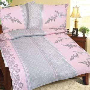 Lenjerie crep Tufiș roz-gri, 140 x 200 cm, 70 x 90 cm, 140 x 200 cm, 70 x 90 cm imagine