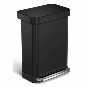 Simplehuman Coș de gunoi dreptunghiular cu pedalăși buzunar pentru saci de 55 l, negru imagine