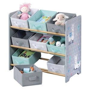 Kesper 17706 Raft pentru copii cu 9 cutii dinmaterial textil Lama, 65 x 60 x 30 cm imagine