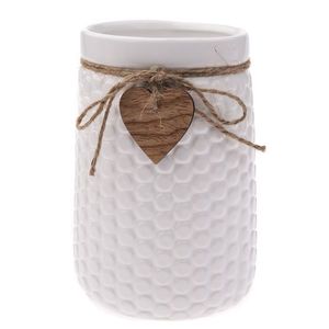 Vază Wood heart din ceramică, albă, 12 x 17, 5 cm, alb imagine