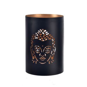 InDecor Sfeșnic metalic Buddha negru, 13 x 13 x 22cm imagine