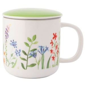 Altom Cană de porțelan cu capac și infuzor NatureAwakening 380 ml imagine