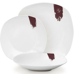 BerlingerHaus Set de 18 farfurii Leonardo, alb-bordó, vișiniu imagine