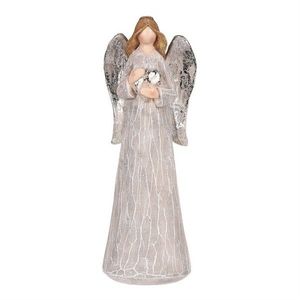 Decorație Înger cu aripi argintii și inimă, dupălyresin, gri, gri imagine