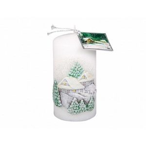 Lumânare de Crăciun Căsuțe, alb imagine