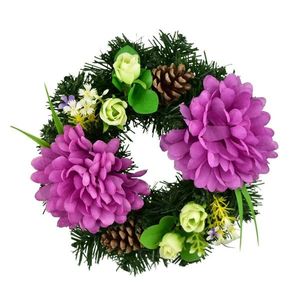 Coroană funerară Crizanteme violete, 20 cm, mov imagine