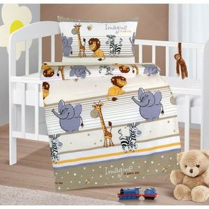 Bellatex Lenjerie de pat pentru copii din crepAgáta Safari bej, 90 x 135 cm, 45 x 60 cm imagine