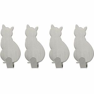 Set de 4 cârlige autoadezive din oțel inoxidabil Pisică imagine