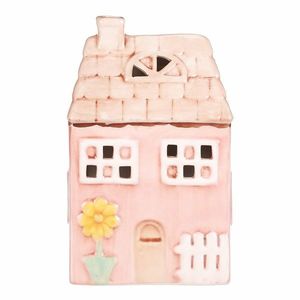 Căsuță din ceramică cu LED, 12 x 9 x 18 cm, primăvară, roz, roz imagine