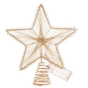 Stea de vârf metalică luminoasă pentru bradul de Crăciun Golden Glow, 20 x 24 cm, 10 LED-uri imagine