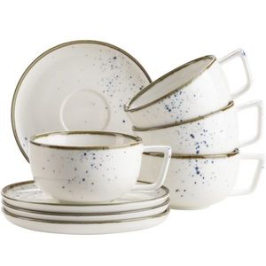 Mäser Set de 8 cești de cafea Pintar White cupuncte albastre, albastru imagine