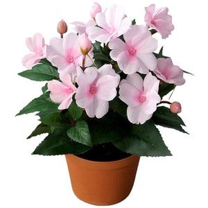 Floare artificială Impatiens în ghiveci, roz, 24 cm, roz imagine