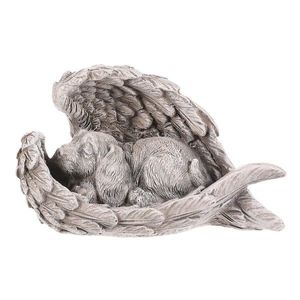 Decorație funerară Câine în aripi, poliresină, gri, 13 x 7 x 8 cm imagine