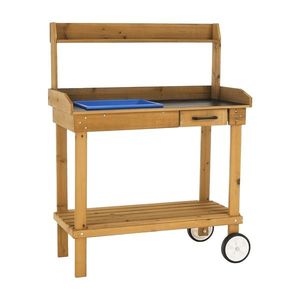 Masă de lucru pentru grădină Bardy, maro, 94 x 49x 120 cm, naturală imagine