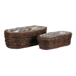 Set cutii împletite din vița de vie, ovale, 2 buc. 2 dimensiuni, 38 x 20 x 14 cm imagine